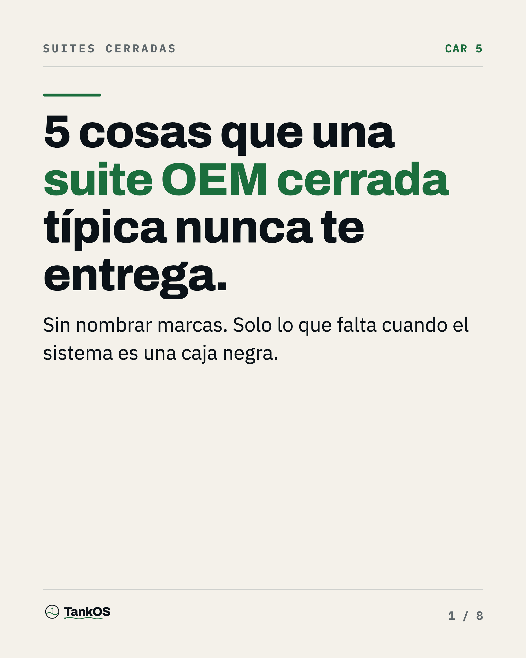 Los cinco huecos de la suite cerrada